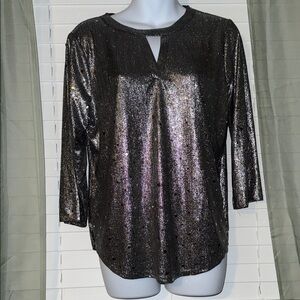 Metallic silver dressy top by CURE size medium